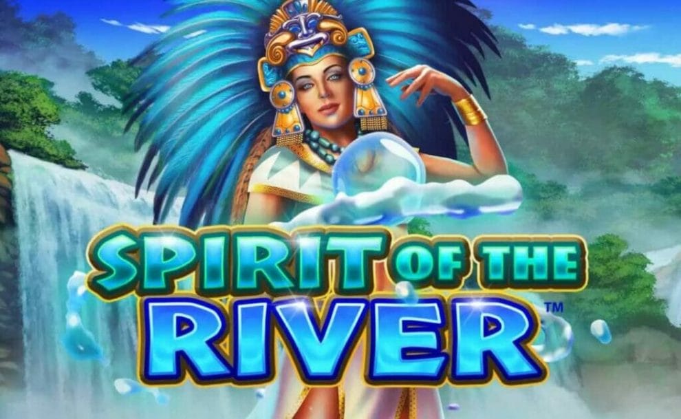 Beautiful graphics in the base gameplay screen of Spirit of the River online slot.