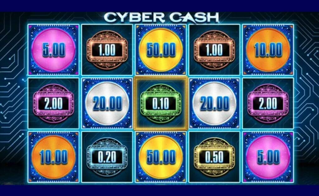 Cyber Cash online slot game screen.