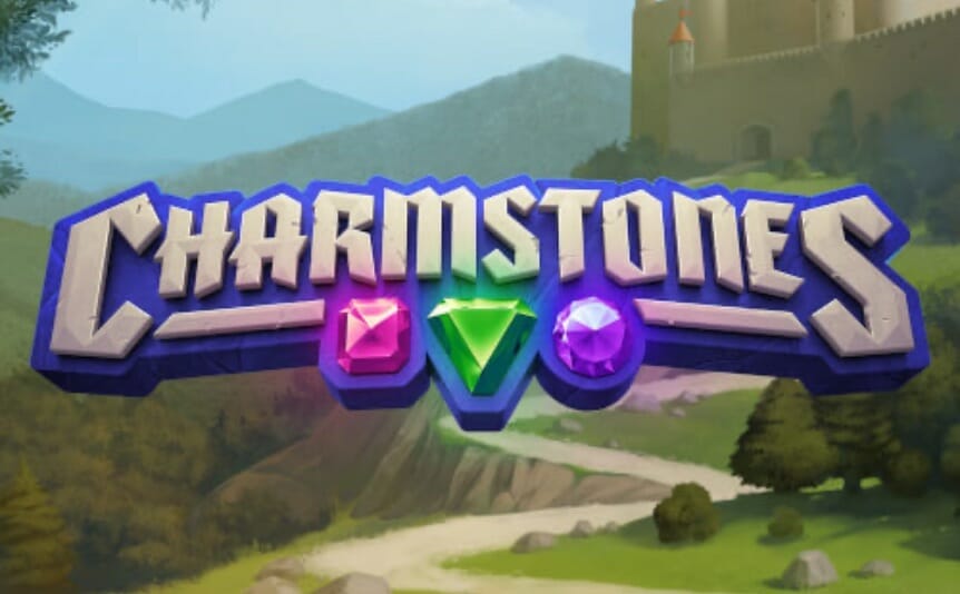 The title screen for Charmstones online slot.