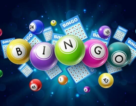 3D rendering of colorful bingo balls containing letters that spell out “BINGO.”