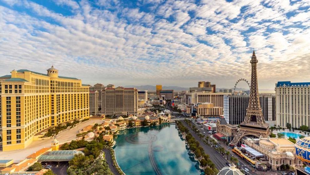 An aerial view of the Las Vegas strip.
