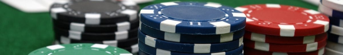 Close-up of a stack of poker chips.