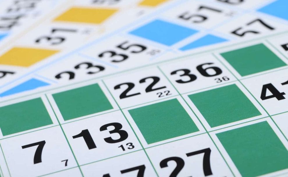 Close-up of bingo cards.