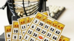 Gold and white bingo cards.
