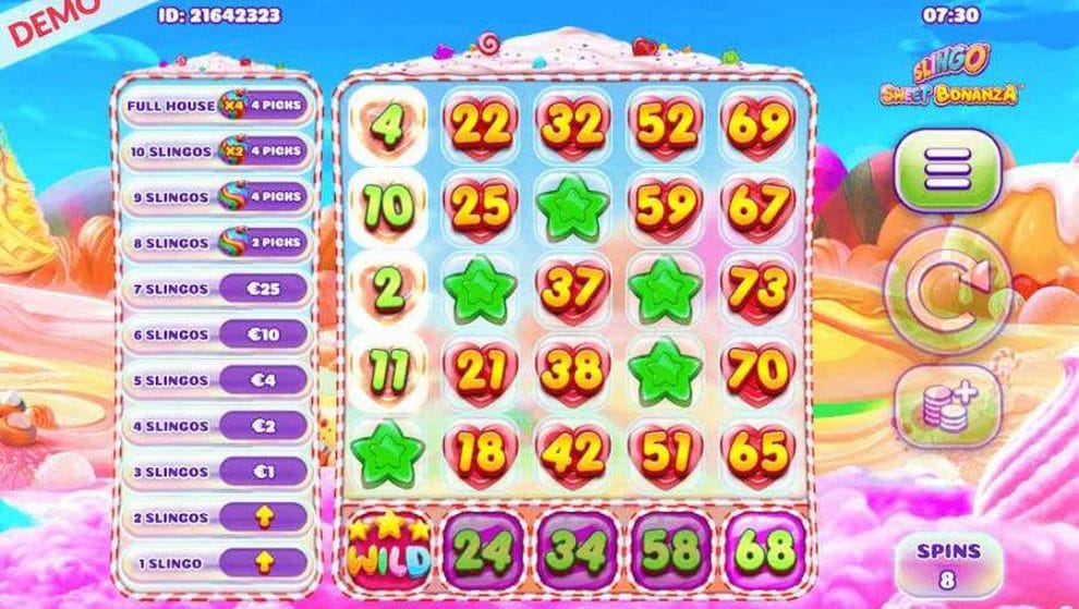 Slingo Sweet Bonanza online casino game.