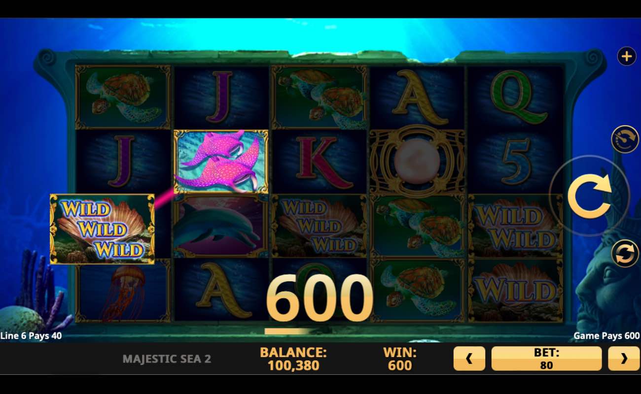 Majestic Sea 2 online slot win screen.  