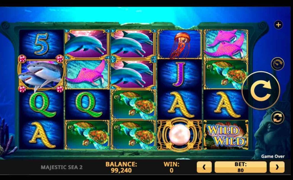 Majestic Sea 2 online slot game screen.