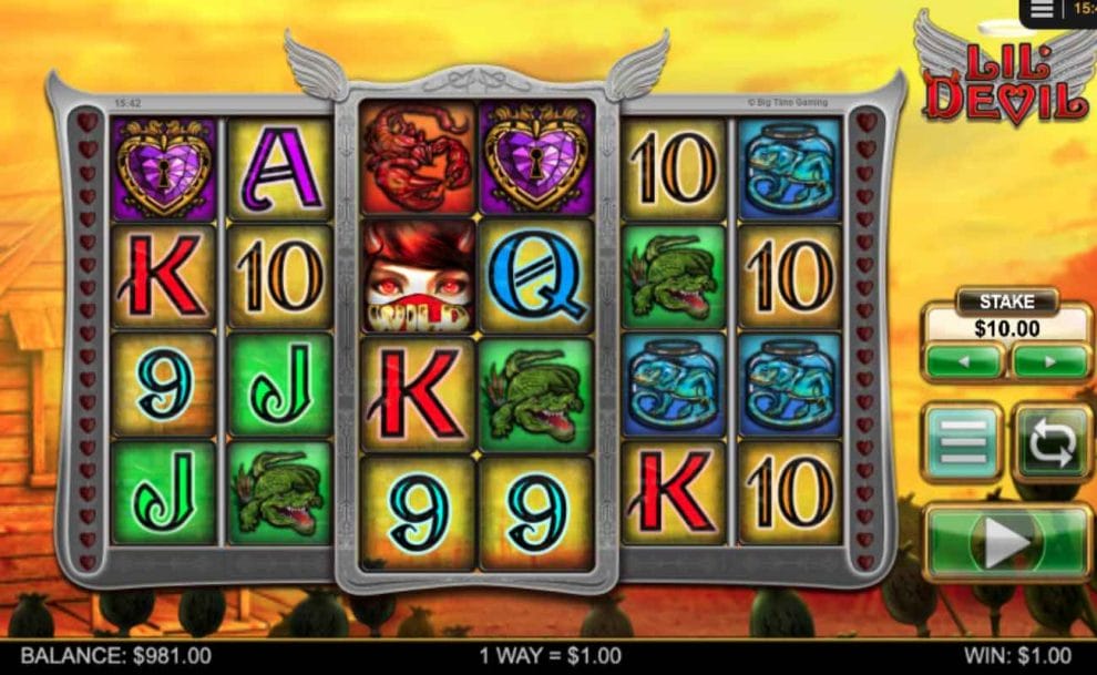 Lil’ Devil online slot game screen.