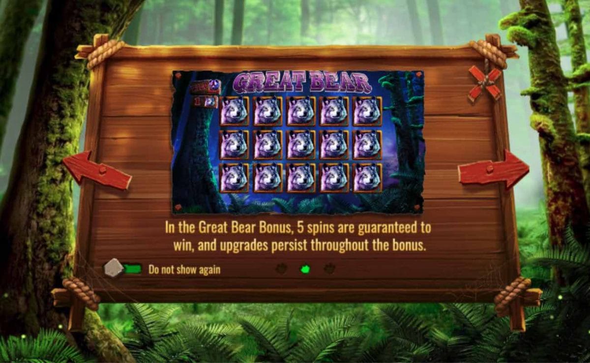 Great Bear online slot features screen.