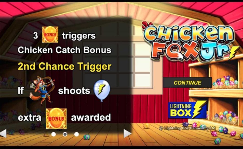 Chicken Fox Jr online slot bonus screen.