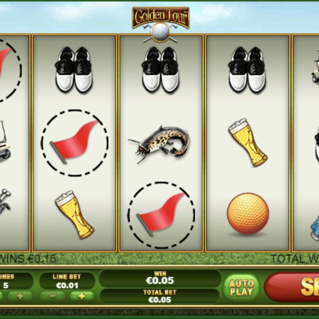Reel spin of Golden Tour with three red flags circled.