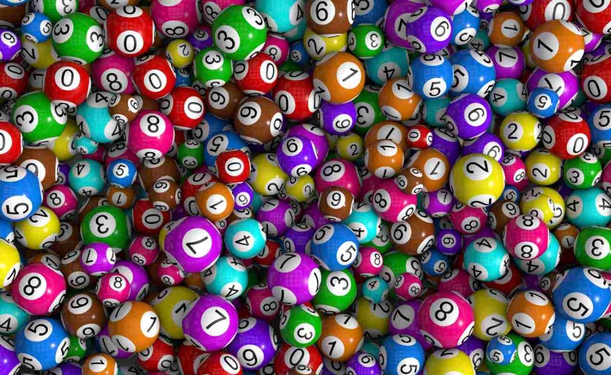 Top view of colorful lottery balls.