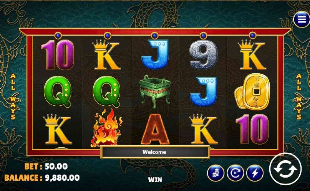 Fortune Dragon online slot game screen.