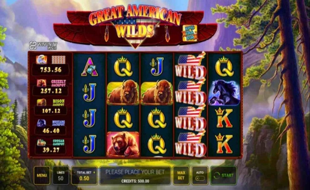 Great American Wilds online slot game wild symbols.