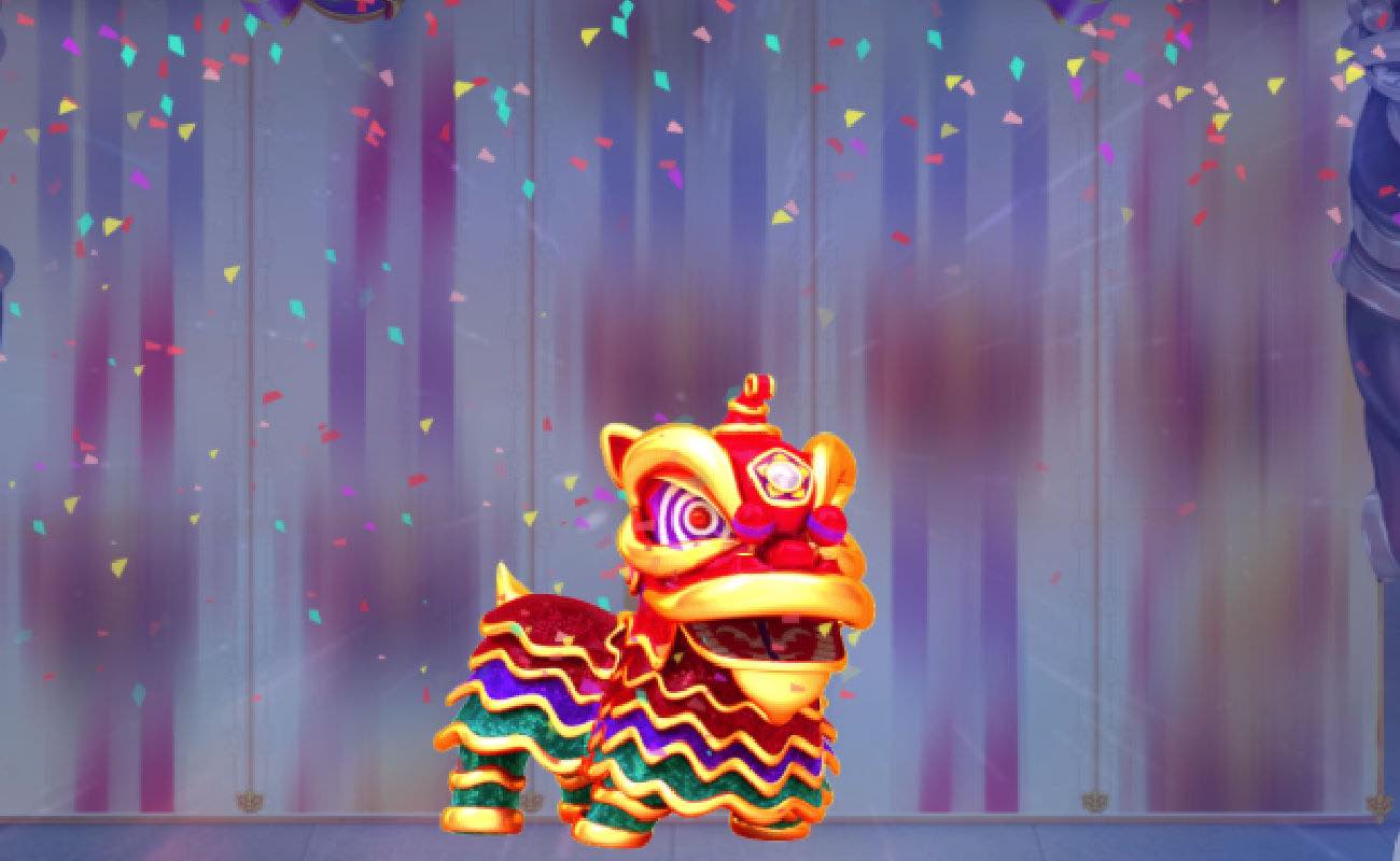 Lion Dance online slot win screen.