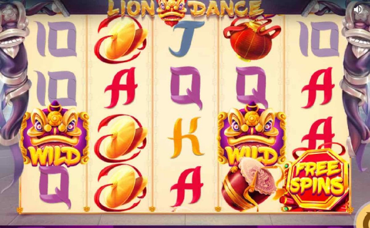 Lion Dance online slot game screen.