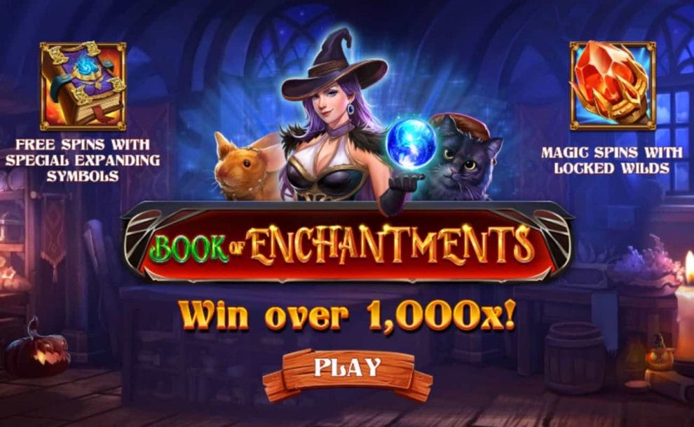 Book of Enchantments online slot loading screen.