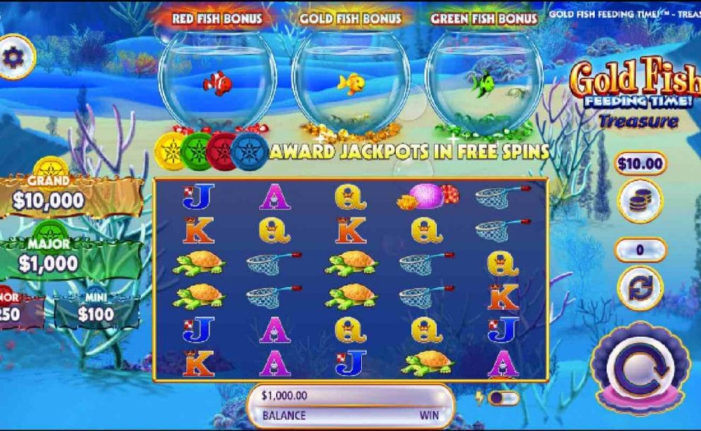 Gold Fish Feeding Time Treasure online slot game screen.