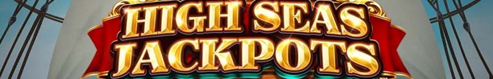 Game title screen for the High Seas Jackpots slot game.