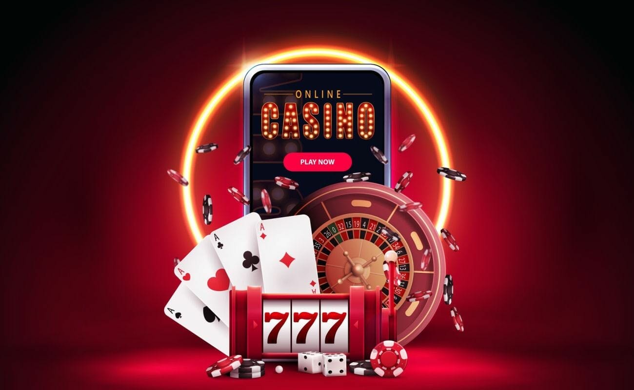 An online casino page on a mobile phone screen.
