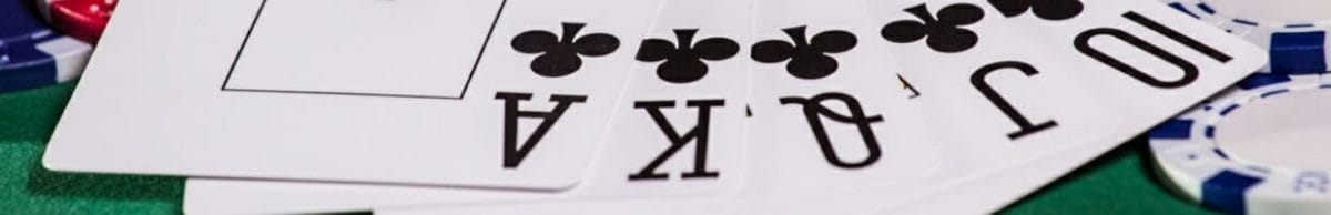 A royal flush with poker chips