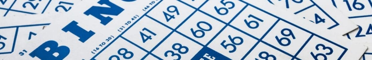 A close-up of bingo cards.