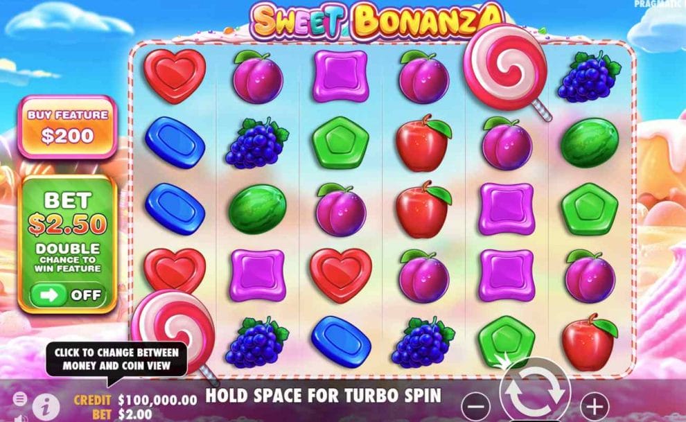 A screenshot of the Sweet Bonanza slot game.