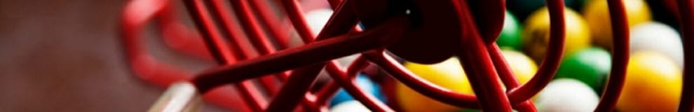 Close-up of a bingo cage and balls.