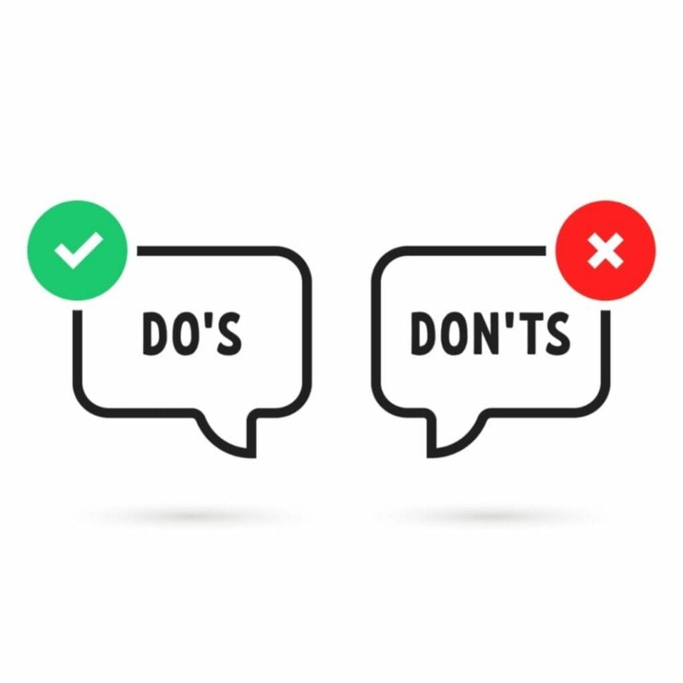 An illustration of speech bubbles with the words do’s and don’ts