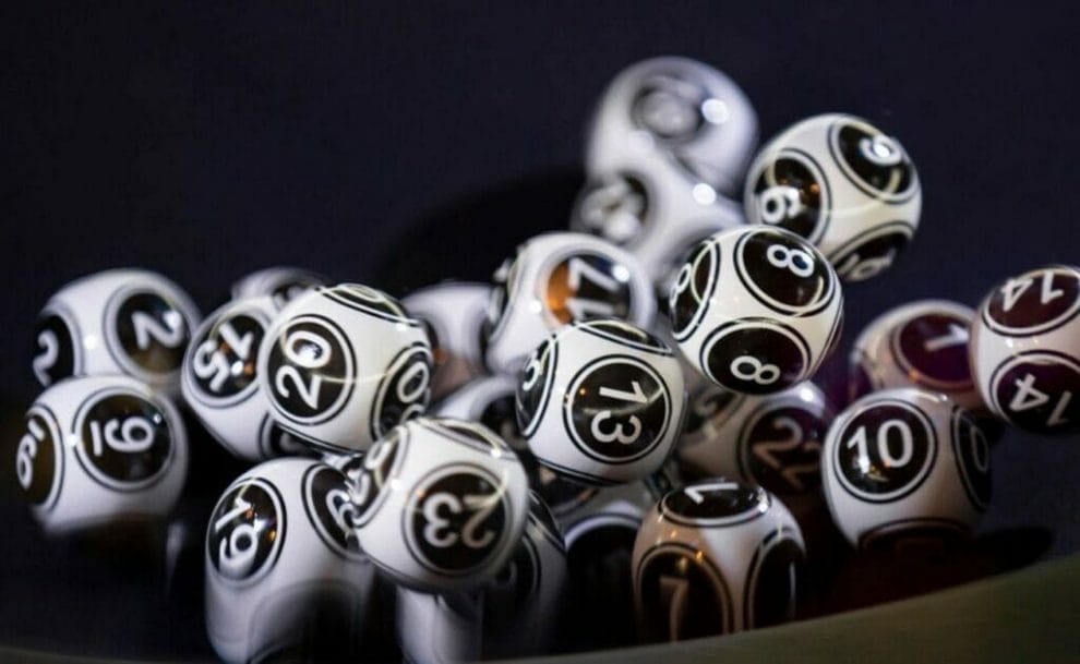 Black and white lottery balls.