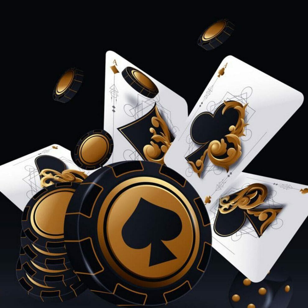 Vector illustration of poker cards and casino chips.