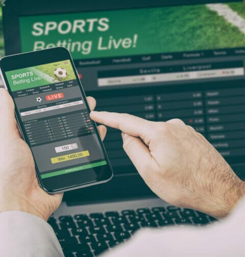 Sports betting live app on a smartphone.
