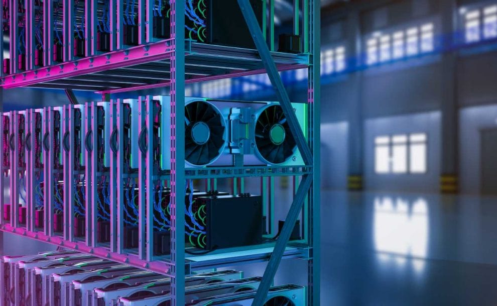 A 3D rendering of crypto mining.