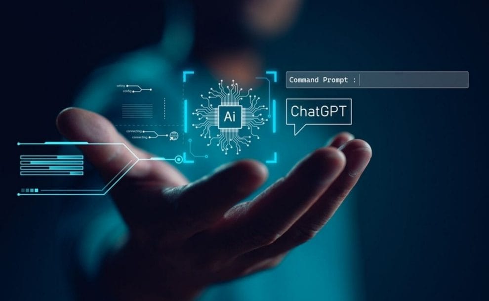 AI ChatGPT concept with code featured in a person’s palm.