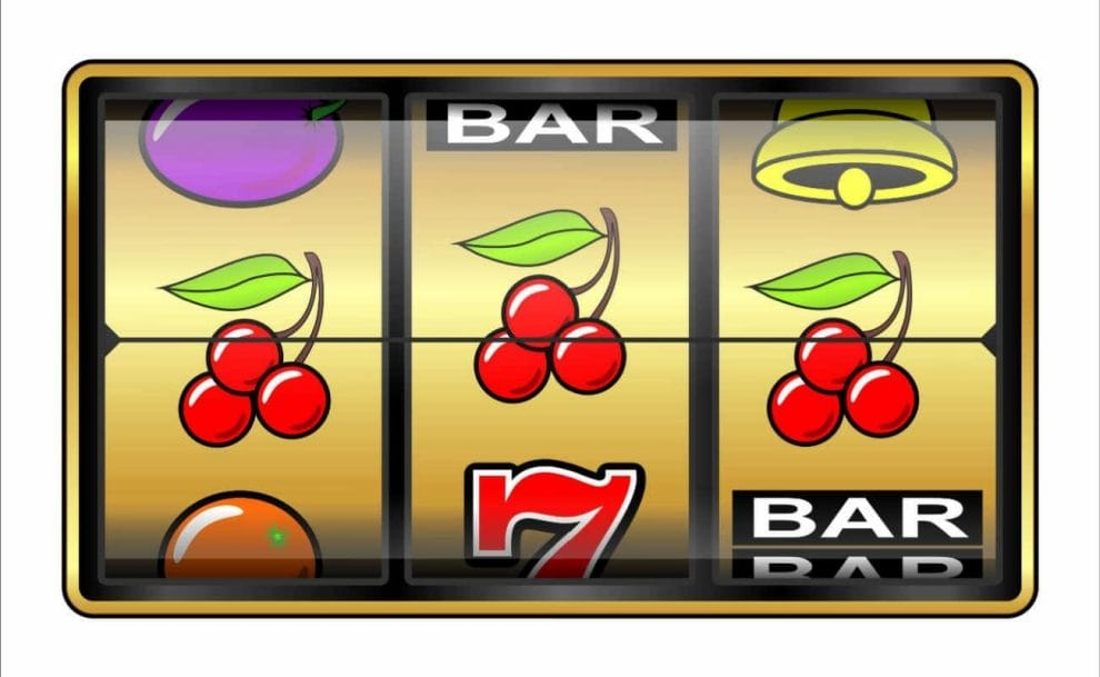 Three cherries line up on a slot reel