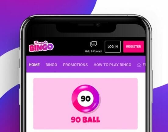 A smartphone screen featuring the Borgata Bingo website.