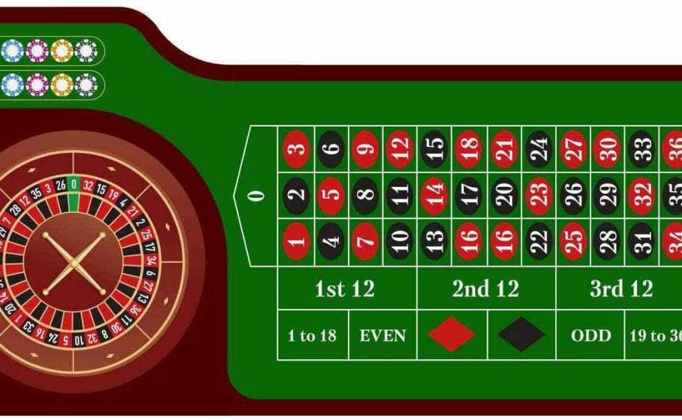 Aerial view of an online roulette table.