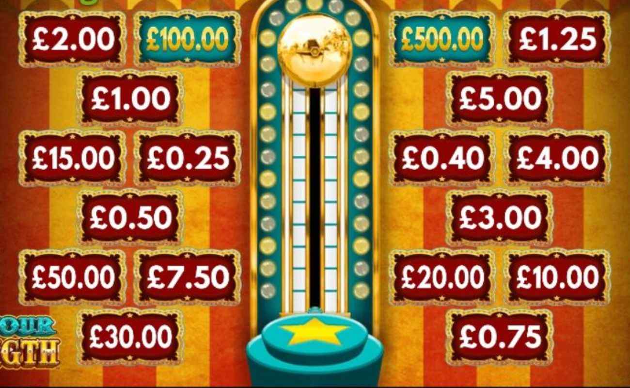 graphics of the Test Your Strength LuckyTap online game