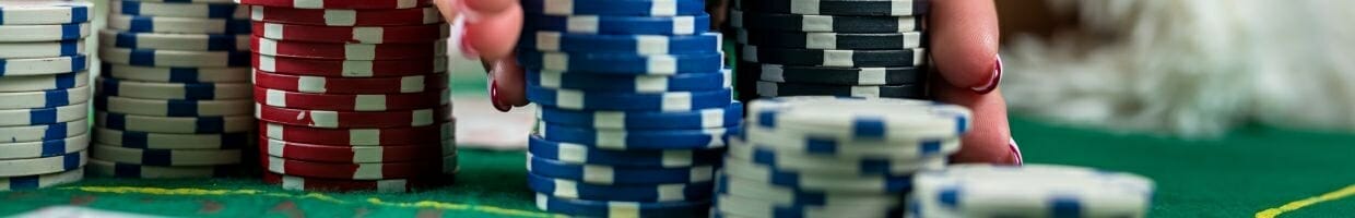 Hero image, close up of stacks of poker chips