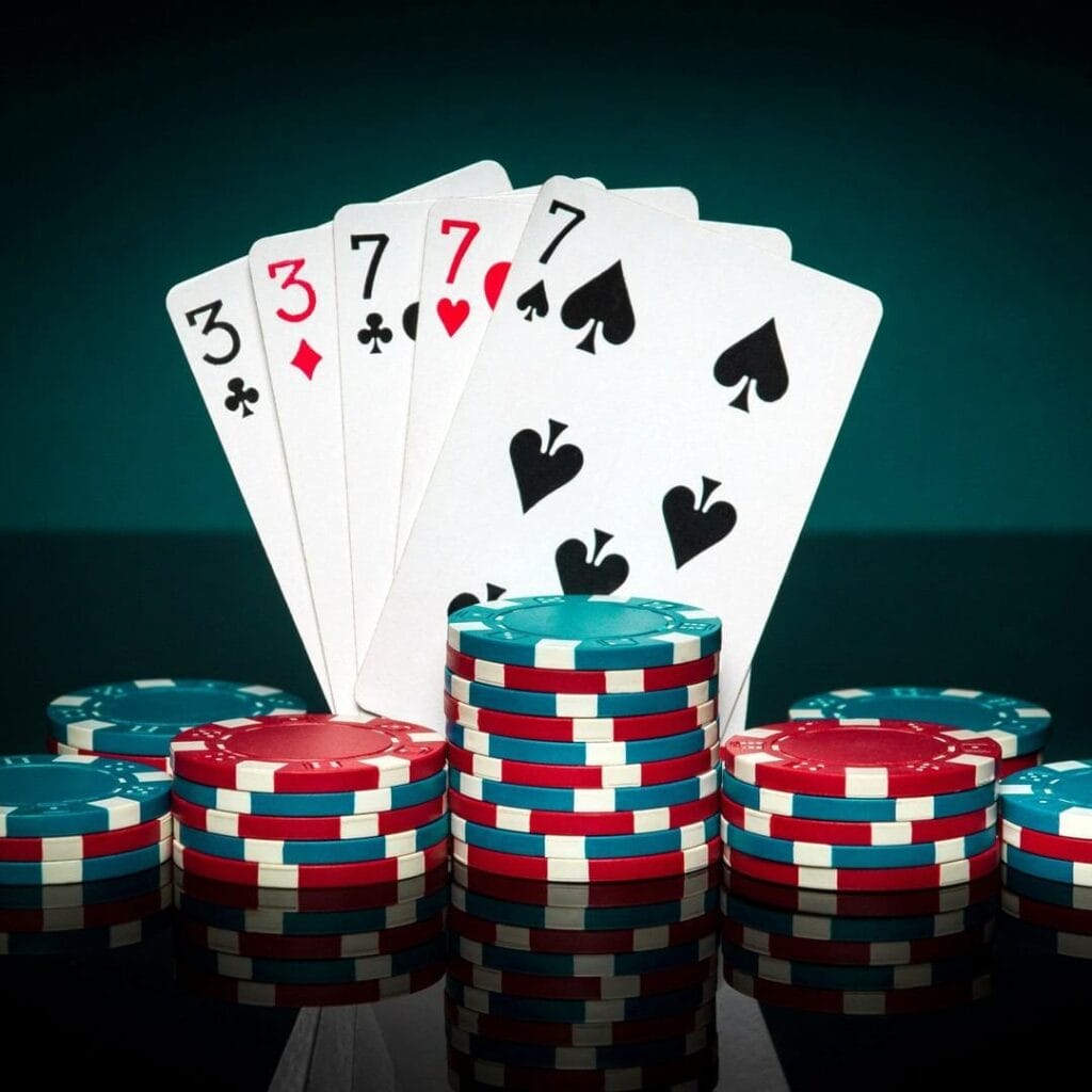 A full house poker hand.