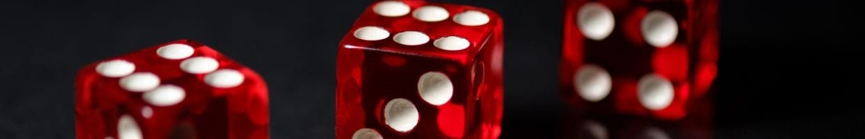 three red six-sided dice