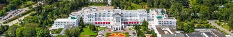 aerial view of the Greenbrier Resort in White Sulphur Springs, West Virginia