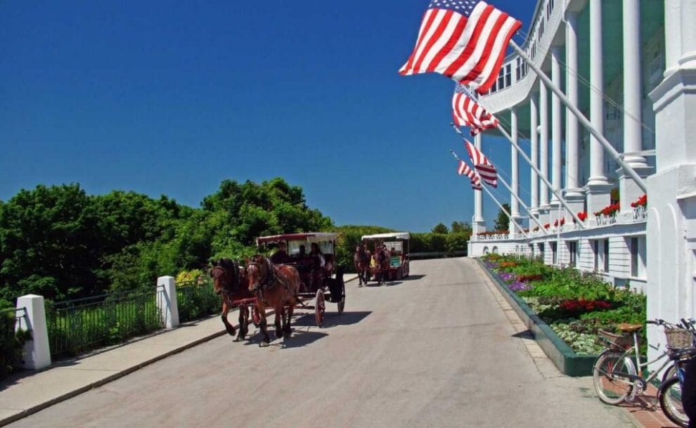Horse carriage ride from the Grand Hotel on Mackinac Island in Michigan