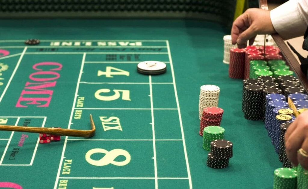 A craps table in a casino.