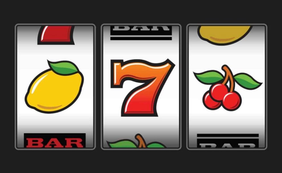 A simple three-payline, fruit slot machine.