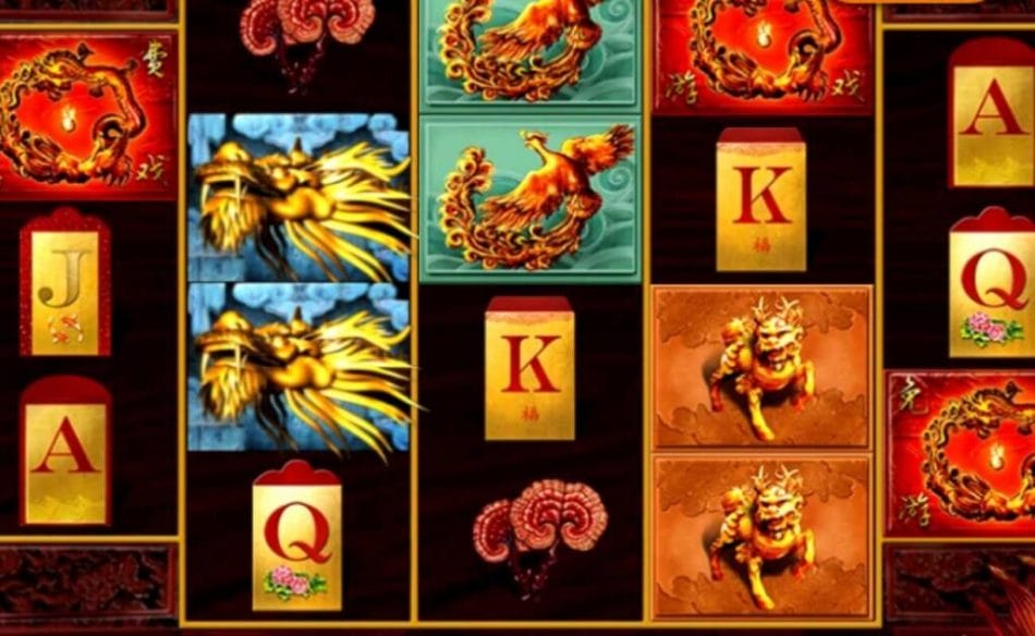 graphics of the Dragon’s Blessings Prosperity Wild Train online slot game by High 5