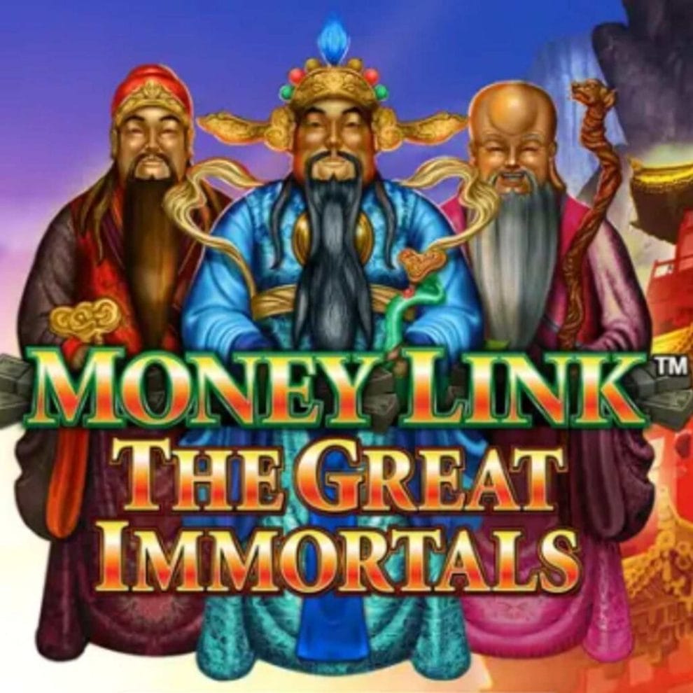 title page of the Money Link - The Great Immortals online slot game by Lightning Box