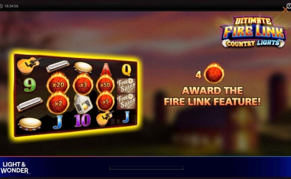 A screenshot of the Award slot bonus feature on Ultimate Fire Link Country Lights slot game.