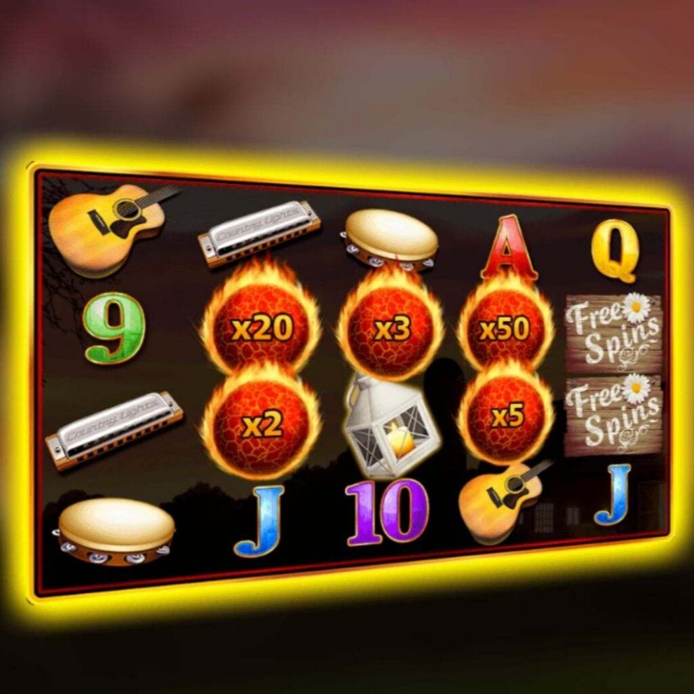 A screenshot of the symbols on the reels of the Ultimate Fire Link Country Lights slot game.