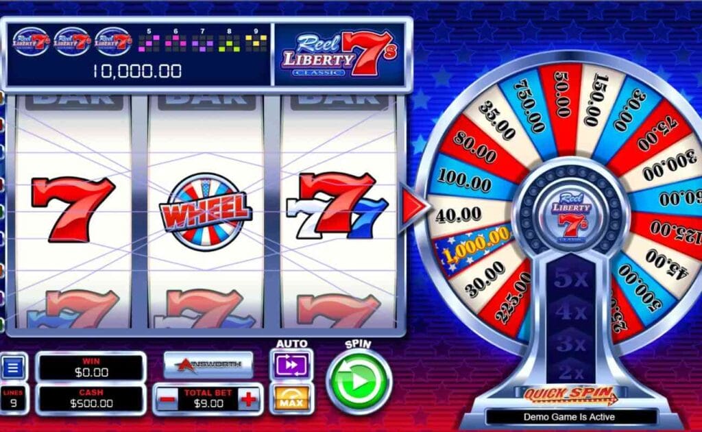 the Reel Liberty 7s Classic online slot game by Ainsworth